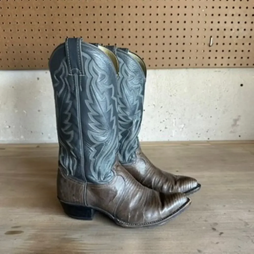 Vintage Justin Grey Lizard Cowboy Boots 8 / Womens 9.5